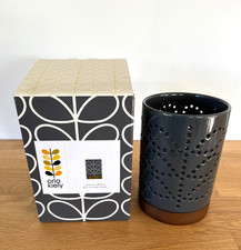 Orla Kiely small ceramic grey lantern with wooden base with box