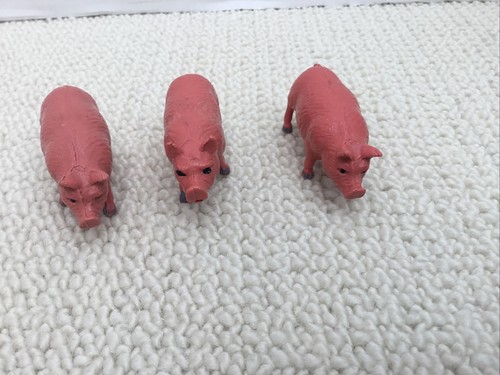 Three pink sow pigs plastic - pigs,