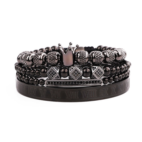 Mens black crown bracelet - mens,