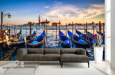 Sea Ocean Italy Venice Sunset Gondola Boat Wallpaper Wall Mural Bedroom Deco
