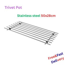 Stainless Steel Trivet Pot Pan Worktop Saver Stand Rack Heat Resistance 50x28cm