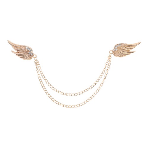 Golden tassel chain brooch - golden,