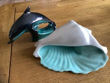 2 Pieces Of Poole Pottery ( Dolphin And Conch Shell ) VGC 