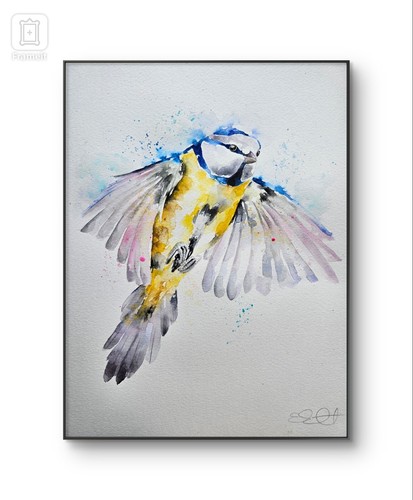 Original blue tit watercolour - original,