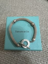 TIFFANY & CO. Mesh Toggle Bracelet in Sterling Silver, Pouch And Box