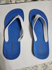 Diesel Mens Blue/white  Size 12 Pre-owned Made In Italy Flip Flops