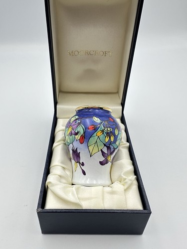 Boxed moorcroft enamel - vase, in