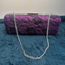 GHD Limited Edition Hard Carry Case Purple With Black Lace, silver metal strap 