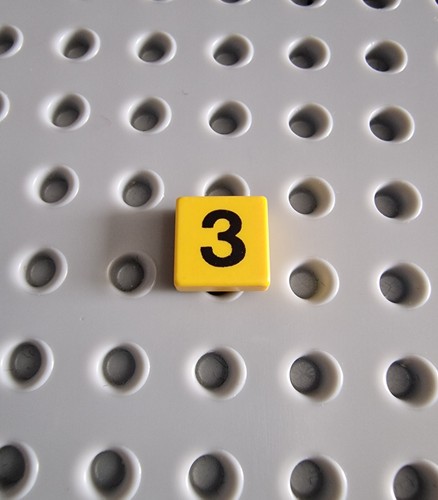 Lego tile 1x1 - printed, number
