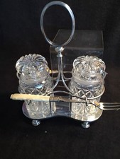 Victorian 2 Cut Glass  Preserve Pickle Jar Silver Plated Stand Stunning