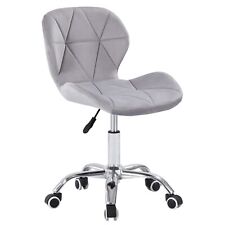 REBOXED Velvet Desk Office Chair Chrome Legs Lift Swivel Small in Grey