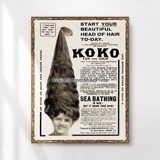 Funny Old Hair Hairdressing Hairdressers Advert Art Print Poster Wall Picture XL