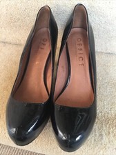 OFFICE  BLACK PATENT KITTEN HEEL Stilleto Work Or Evening Shoe.