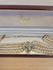 Vintage Lotus de luxe 4 Strand Pearl Choker - 15” With Box