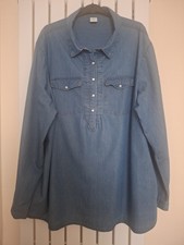 Cotton Traders Chambray Blouse With Pockets. Size 24(53") Denim Blue