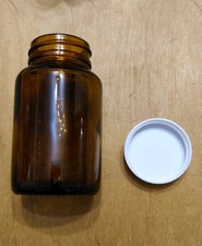 Amber glass jar - with, white