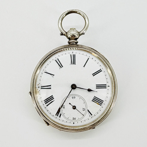 Antique silver cased pocket - silver,