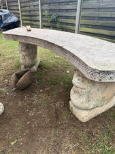 Curved Stone bench With 2 Lion