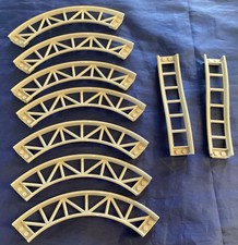 9 x Lego roller coaster track rails curved light bluish grey spares