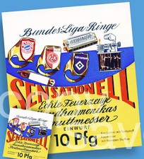 Old Bubble Gum Machine Content Card 1950s-60s Bundesliga Rings