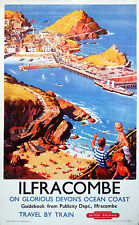 A3 SIZE - ILFRACOMBE DEVON BR Travel Retro Poster Print Art