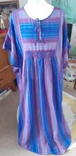 Vintage St Michael Blue Burgundy Lurex Thread Kaftan Beach Dress Lounge wear L