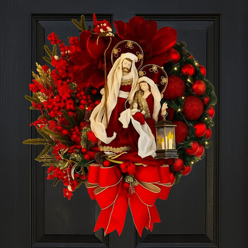 Red christmas wreath - christmas, home