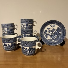 Willow pattern cups saucers - willow, &