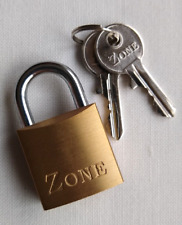 25mm Small Zone Padlock, Solid Brass, 2 Keys, for Lockers, Sheds, Luggage etc. A