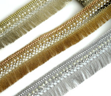 2 INCH Metallic Silky Fringe Lace Trim 2 Yard Lot Indian Sari Border Craft Ribbo