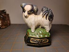 Pomeranian dog door stop wedge cast iton spitz cavalier vintage approx 4" tall