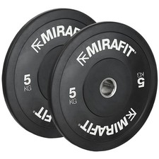 Mirafit 2 x 5kg Mirafit Black 2" Olympic Rubber Bumper Plates Weight Discs #619