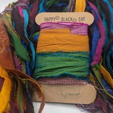 Recycled sari silk ribbon, 5metres, multi coloured. (EB)