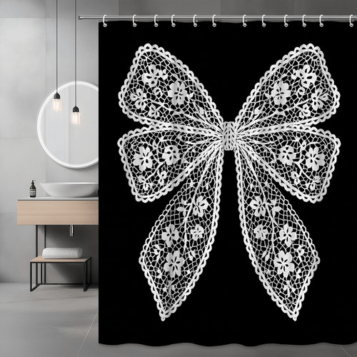 White floral lace shower - white,