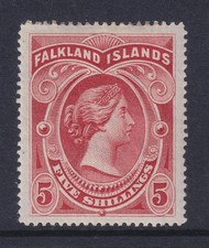 Falkland Islands 1898 5/- Red