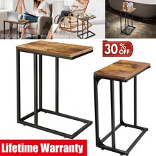 Dayplus Side Table, C Shaped Sofa End Table, Coffee Snack Table for Living Room