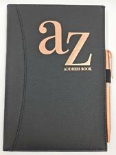 Telephone Address Book A-Z Index Hard Back Cover With Pen A5 Address Book BLACK 