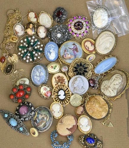 Large vintage cameo jewelry - cameo,