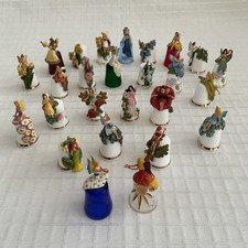 x26 Sterling Classic Thimble - Glass & Porcelain Fairy Princesses - Rare Set