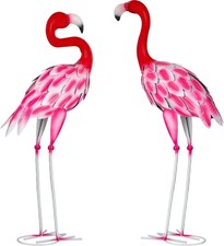 Set of 2 Metal Flamingo Garden