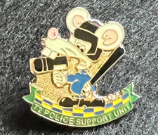 RAT WITH RADAR SPEED GUN & TRUNCHEON ‘T2 POLICE SUPPORT UNIT’ PIN BADGE