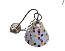 Vintage Turkish Moroccan Mosaic Gold Metal Hanging Lamp Ceiling Light 17" Drop