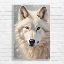 Mesmerizing White Wolf Canvas Print Large Picture Wall Art