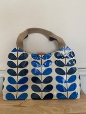 ORLA KIELY - MEDIUM HANDBAG - VINTAGE STYLE - BEAUTIFUL BLUE PRINT - GREAT SHAPE