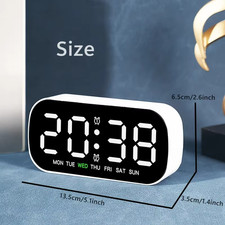 LED Electric Digital Alarm Clock Mains Power Mirror Display Bedroom Bedside UK