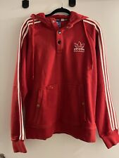 Men's Adidas Hoodie Hoodie Hooded Sweatshirt Jumper Top Jacket Red Popper - L