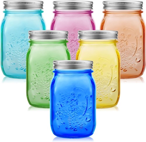 Pcs colored mason jars - 6,