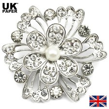 Large Silver Pin Brooch Flower