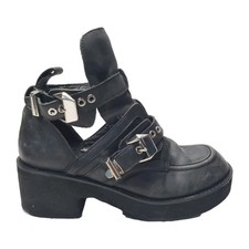 Jeffrey Campbell Coltrane Leather Cut-Out Chunky Boot Size 10 M Steampunk 