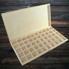 Large Wooden Box with 50 Compartments Gemstone Display Organiser 47x24.5x3cm